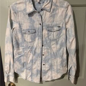 Calvin Klein Light Blue and White Denim Jacket